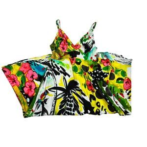 Jams World Resort Tropical Floral Print Sexy Midi Dress Women's Size Medium
